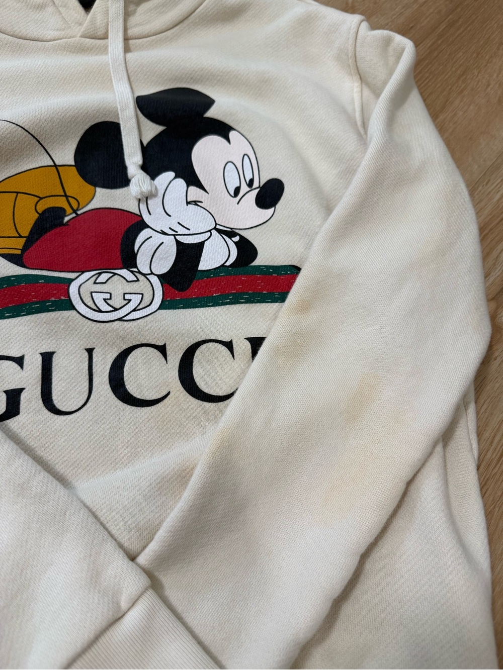 Gucci Cream Hoodie with Mickey Mouse Graphic and Multicolor Logo - Picture 2 of 6